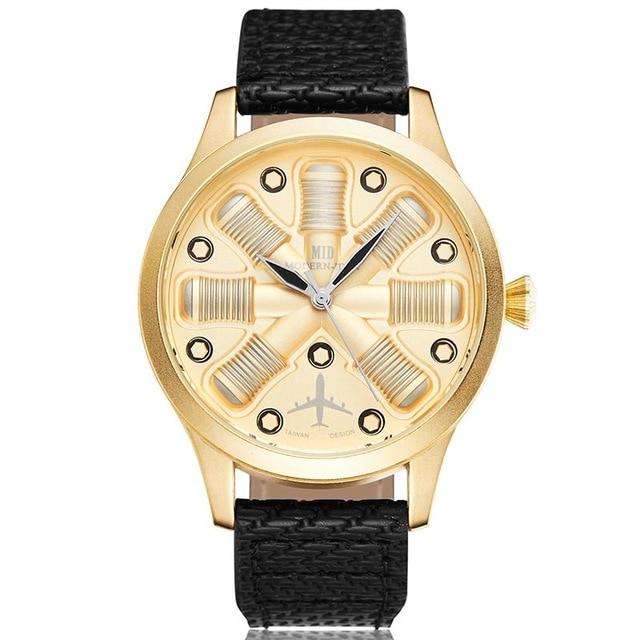 Aircraft Engine Leather Watch - Rebel Heat