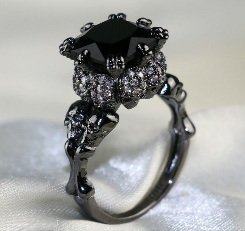 Black Fire Skull Ring - Rebel Heat