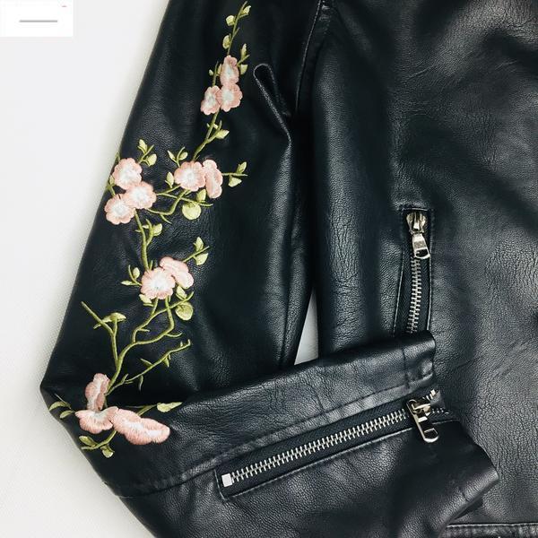 Embroidered Biker Jacket - Rebel Heat