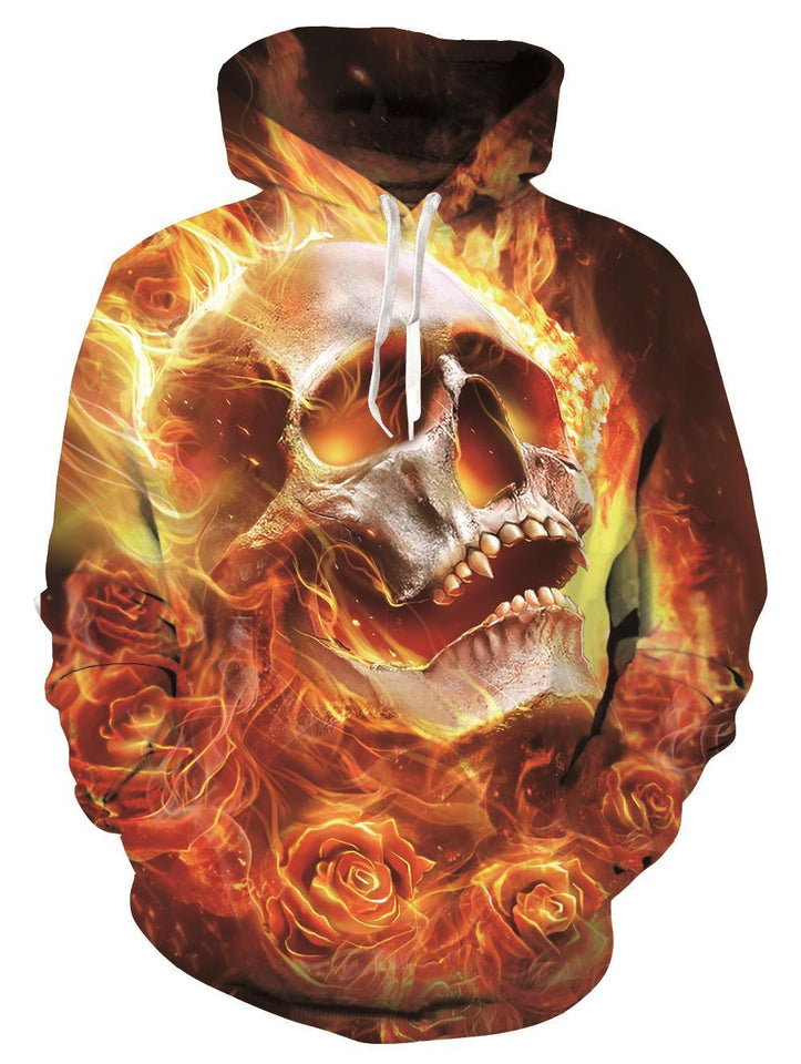 Flowered Lava Skull Hoodie - Rebel Heat