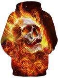 Flowered Lava Skull Hoodie - Rebel Heat