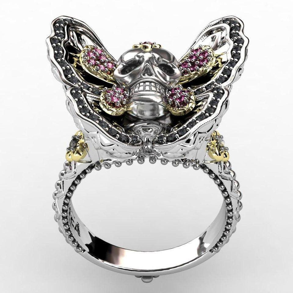Gothic Butterfly Skull Ring - Rebel Heat