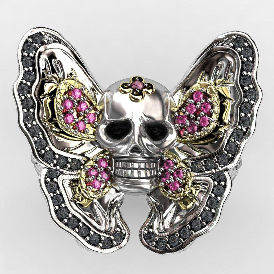 Gothic Butterfly Skull Ring - Rebel Heat