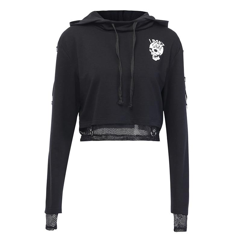 Gothic Cropped Skull Hoodie - Rebel Heat