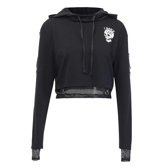 Gothic Cropped Skull Hoodie - Rebel Heat