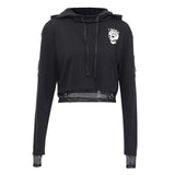 Gothic Cropped Skull Hoodie - Rebel Heat