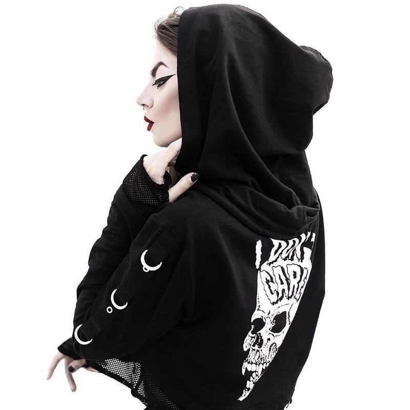 Gothic Cropped Skull Hoodie - Rebel Heat