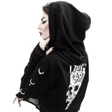 Gothic Cropped Skull Hoodie - Rebel Heat