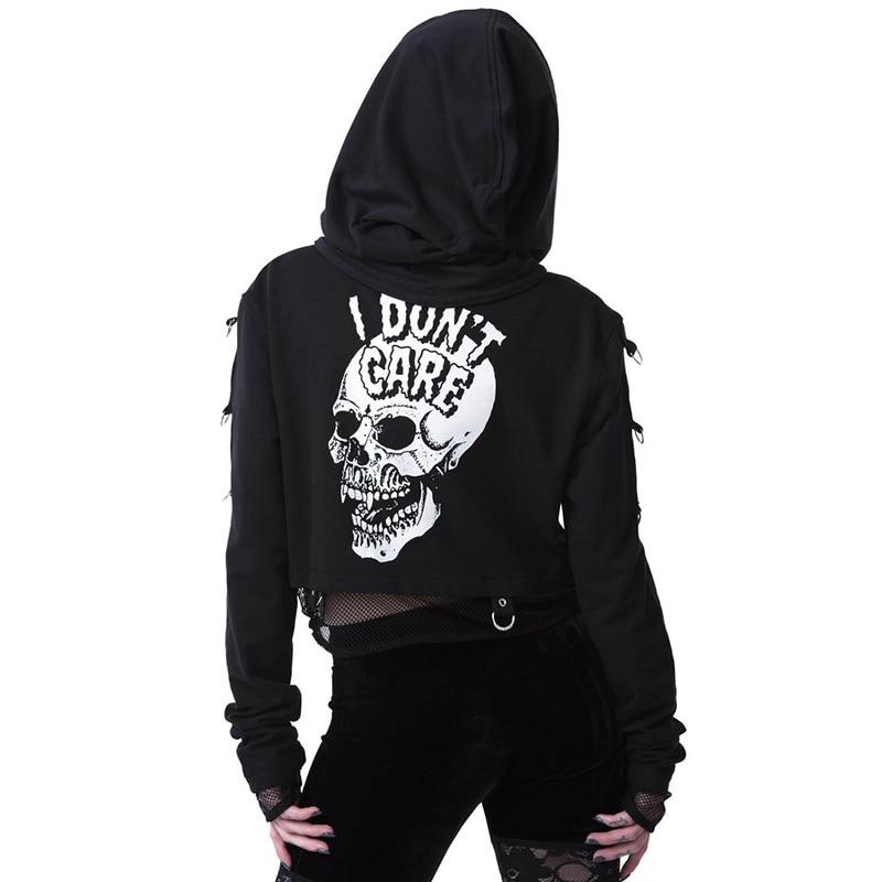 Gothic Cropped Skull Hoodie - Rebel Heat