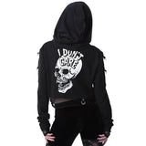 Gothic Cropped Skull Hoodie - Rebel Heat