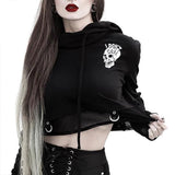 Gothic Cropped Skull Hoodie - Rebel Heat