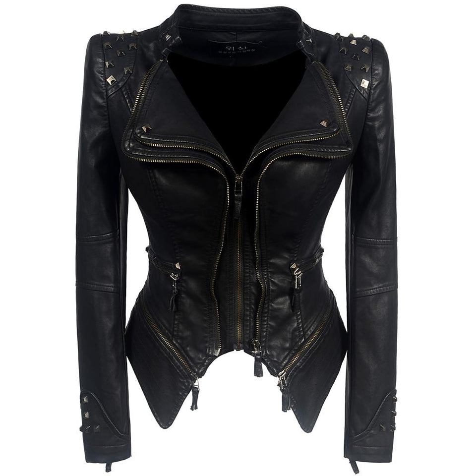 Gothic PU Studded Leather Jacket - Rebel Heat