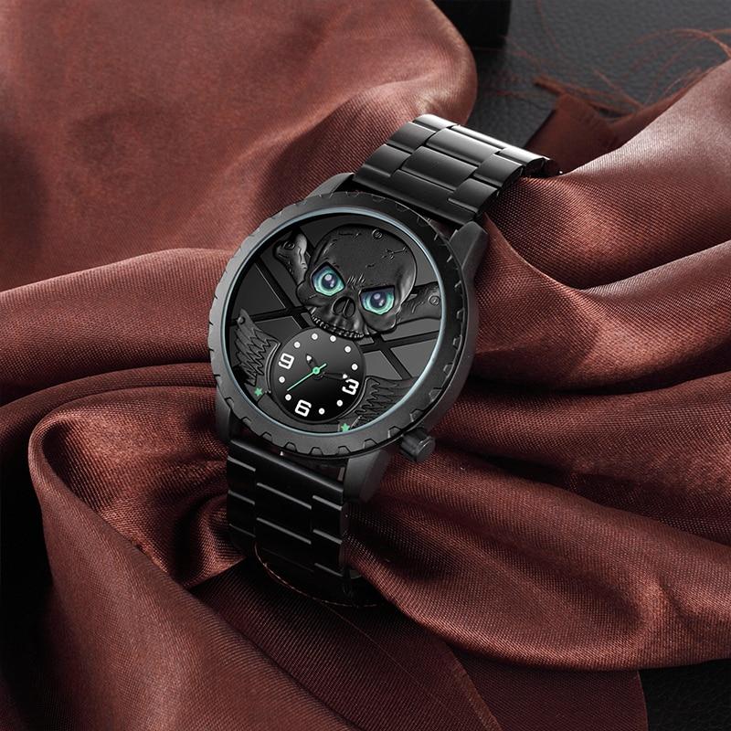 Green Eyes Winged Skull Watch - Rebel Heat
