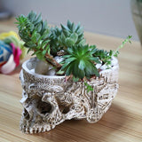 Hand Carved Skull Flower Pot - Rebel Heat