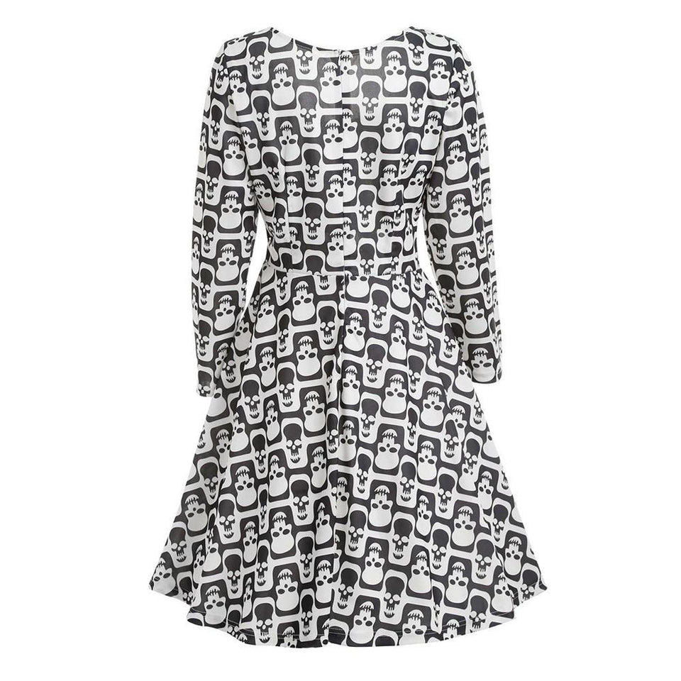 High Waist Hollow Out Skull Dress - Rebel Heat