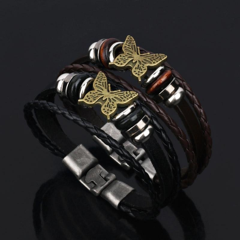Leather Butterfly Bracelet - Rebel Heat