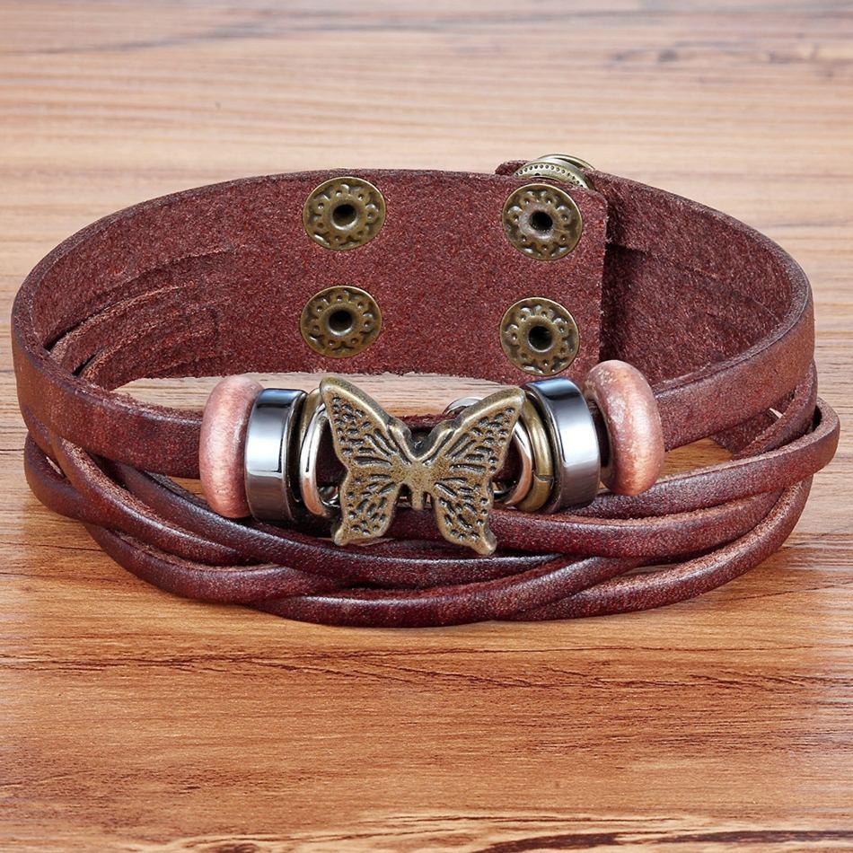 Leather Butterfly Bracelet - Rebel Heat