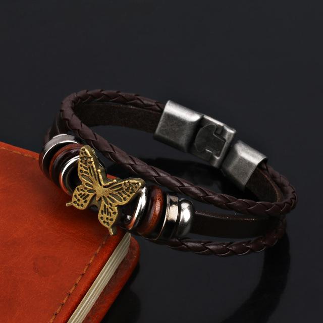 Leather Butterfly Bracelet - Rebel Heat