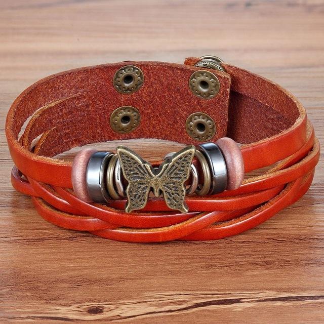 Leather Butterfly Bracelet - Rebel Heat