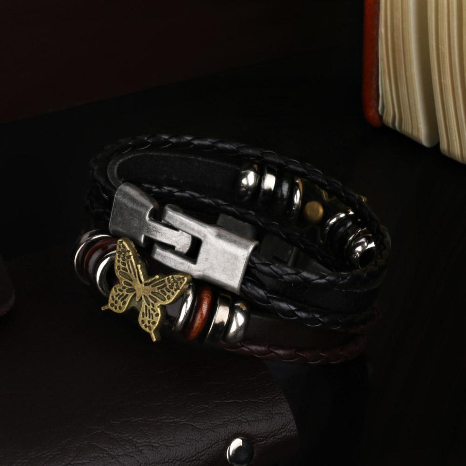Leather Butterfly Bracelet - Rebel Heat