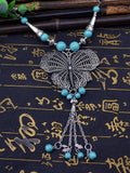 Natural Beads Antique Butterfly Necklace - Rebel Heat