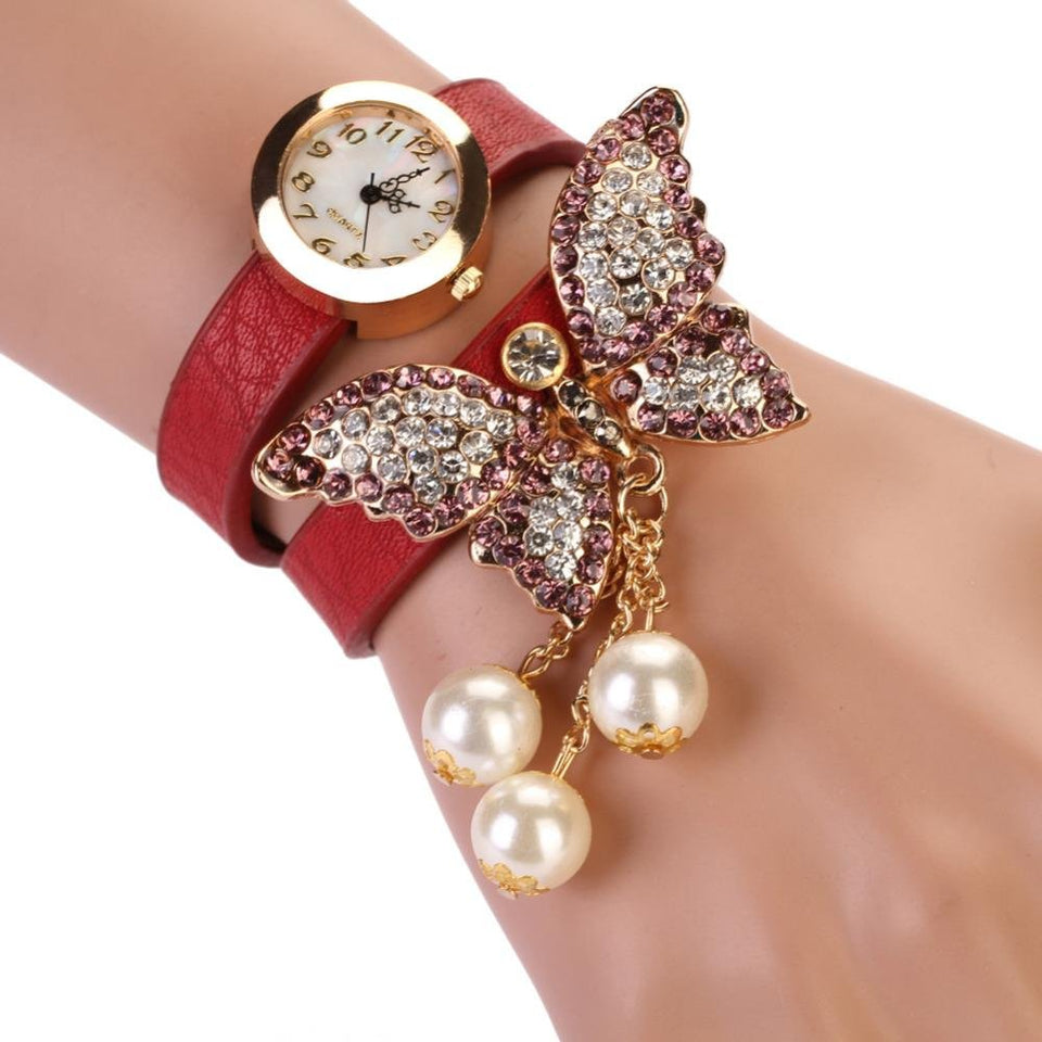 Pearl Butterfly Bracelet-Watch - Rebel Heat
