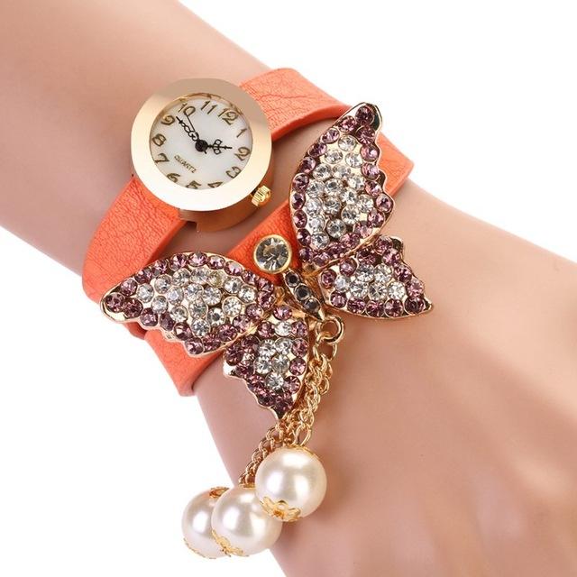 Pearl Butterfly Bracelet-Watch - Rebel Heat