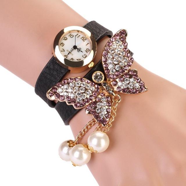 Pearl Butterfly Bracelet-Watch - Rebel Heat