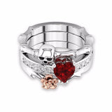 Red Heart Floral Skull Ring - Rebel Heat