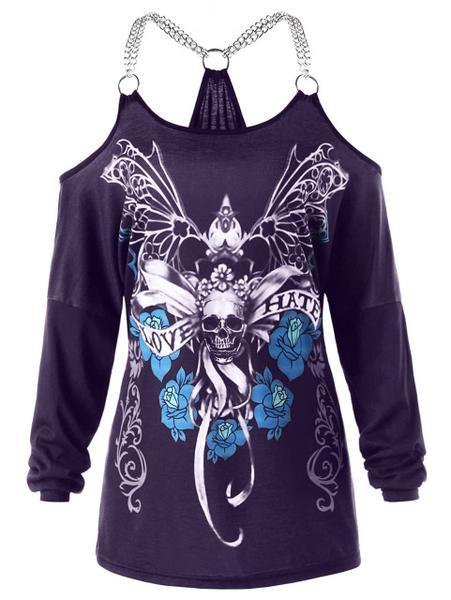 Skull Chains Embellished T-shirt - Rebel Heat