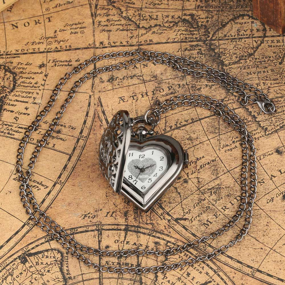 Vintage Love Heart Antique Pocket Watch - Rebel Heat