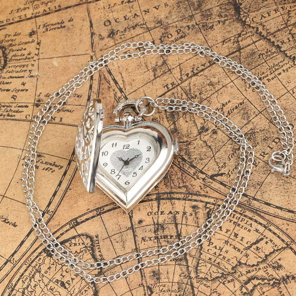 Vintage Love Heart Antique Pocket Watch - Rebel Heat