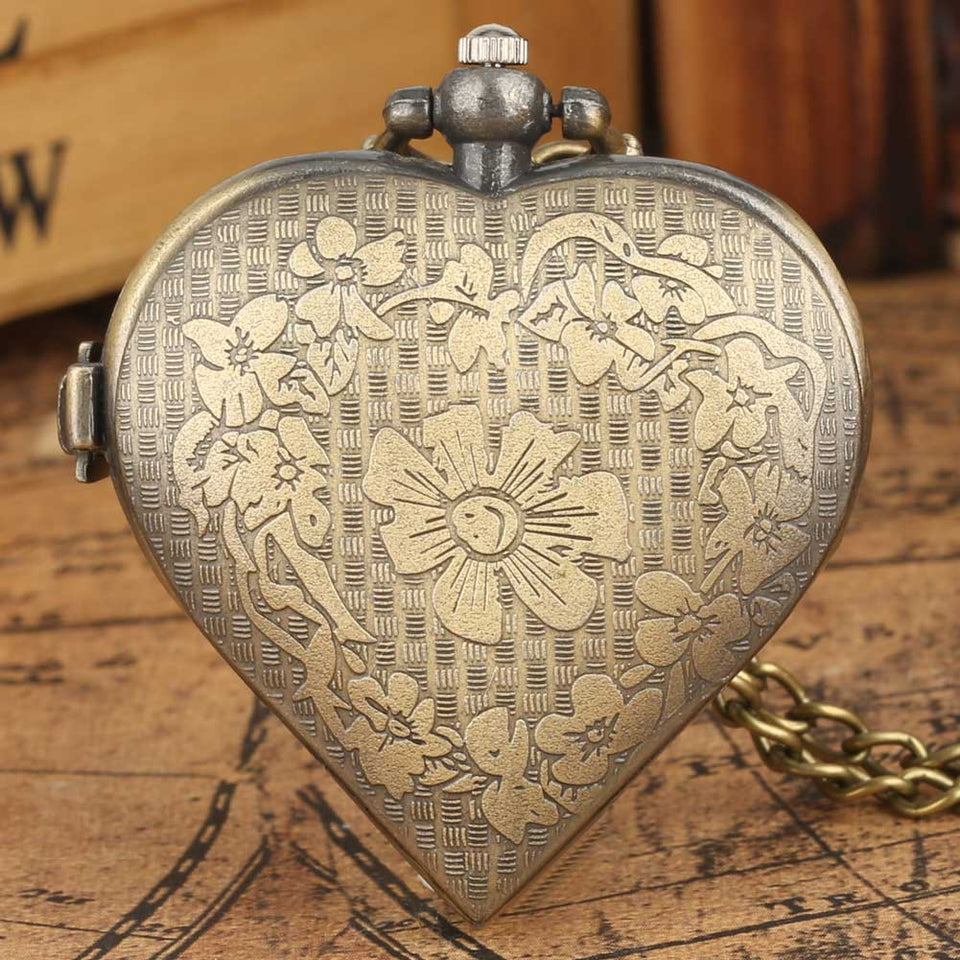 Vintage Love Heart Antique Pocket Watch - Rebel Heat