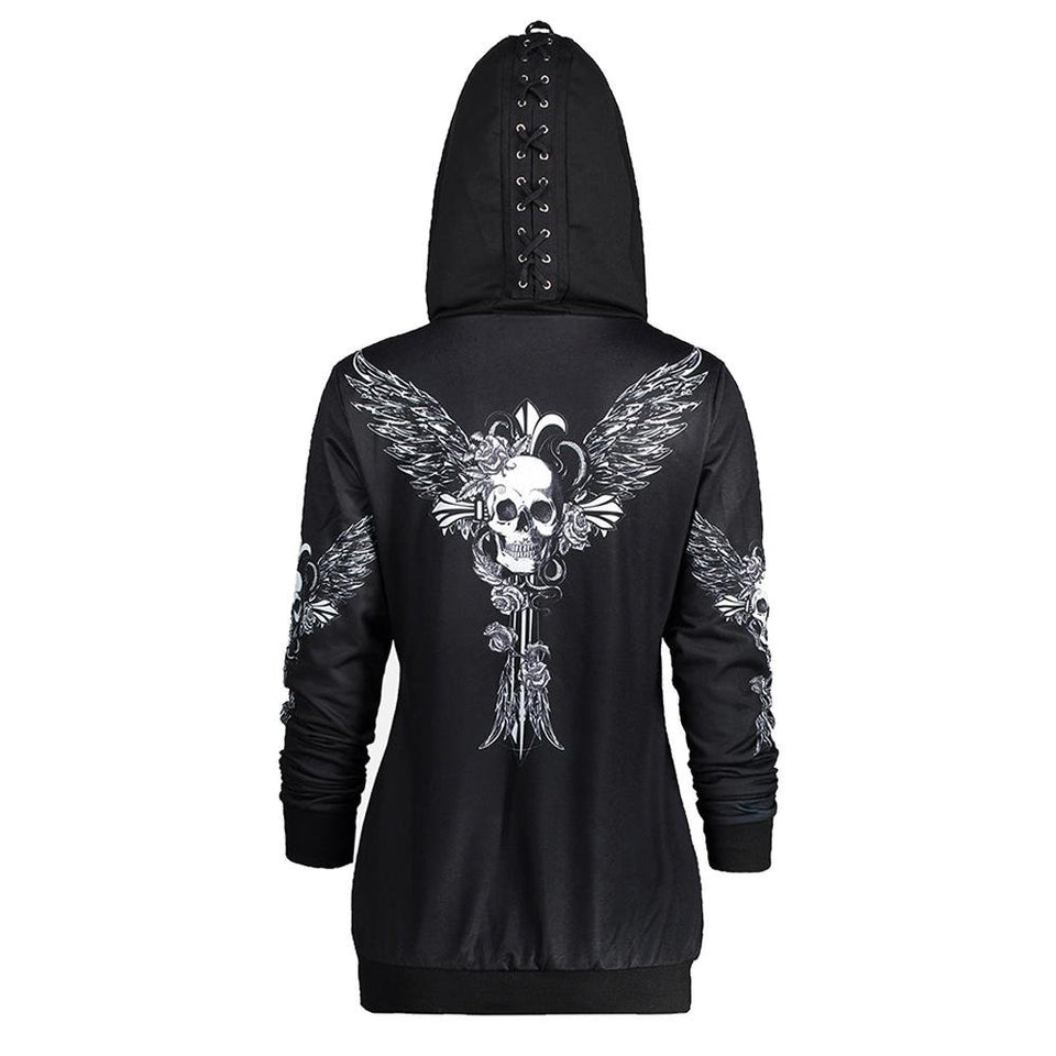 Wicked Skull Zip Hoodie - Rebel Heat